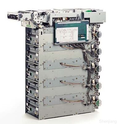 เครื่องจ่ายสื่อหลายตลับ Fujitsu F510 พร้อมตลับสูงสุด 6 ตลับ ความจุธนบัตรใหม่ 18,000 ฉบับ และการเข้าถึงบริการด้านหน้าหรือด้านหลัง