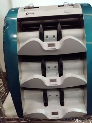 เครื่องประเภทธนบัตรกีซาน เครื่องตรวจจับธนบัตรเงิน สีฟ้า พร้อมจอ LED Smart K3 S16E01-3659